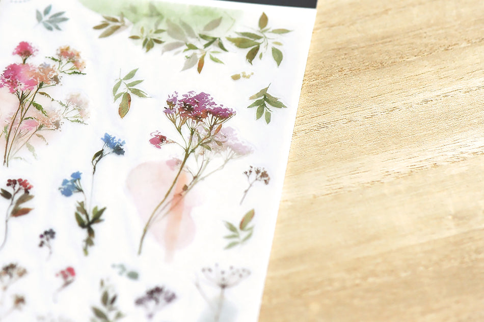 MU Print-On Transfer Sticker Sheet - No. 159 Delicate Thin Flowers