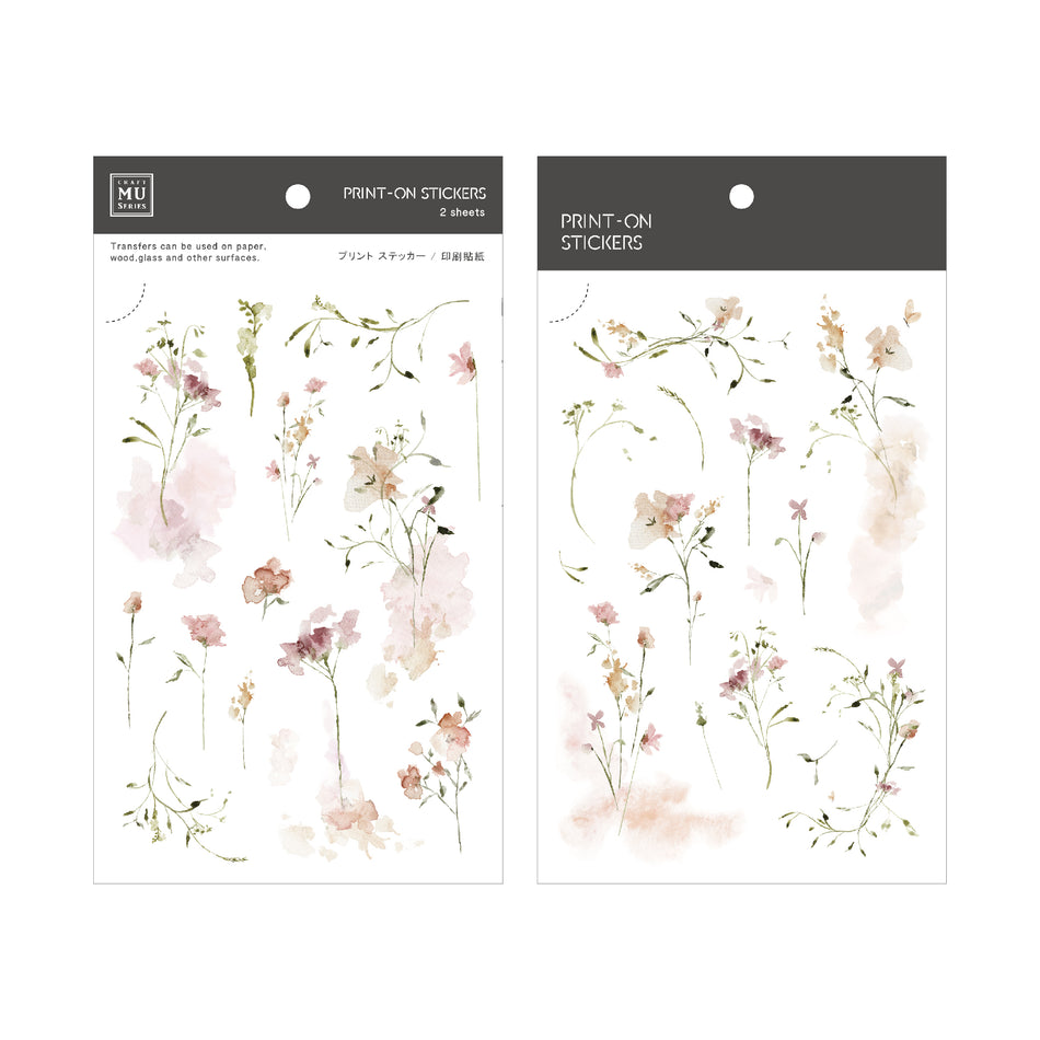 MU Print-On Transfer Sticker Sheet - No. 222 Watercolor Flowers