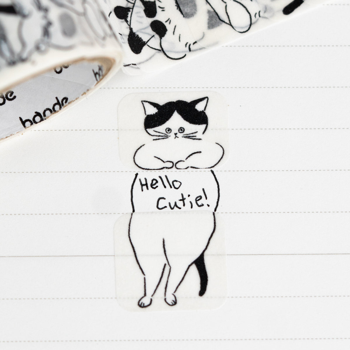 Bande Washi Tape Sticker Roll - Cat Sandwhich Close Up