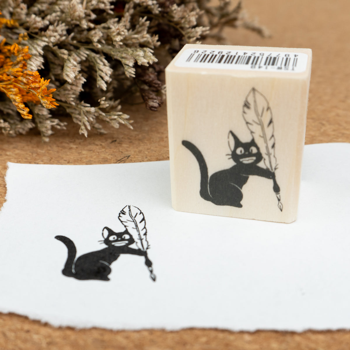 Beverly Studio Ghibli Rubber Wooden Stamp - Kiki's Delivery Service - Jiji & Dip Pen