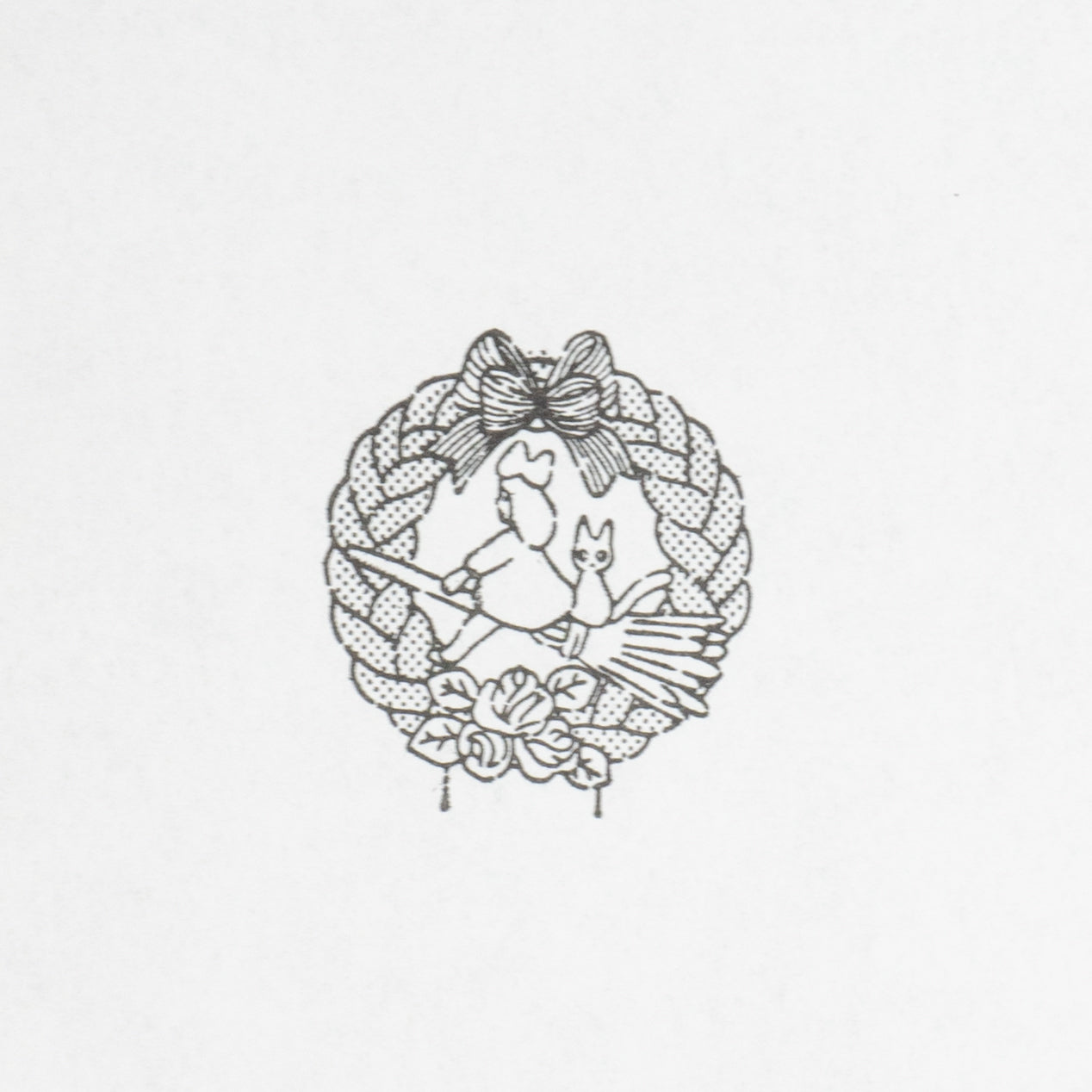 Beverly Studio Ghibli Rubber Wooden Stamp - Kiki's Delivery Service - Kiki & Jiji Wreath Graphic