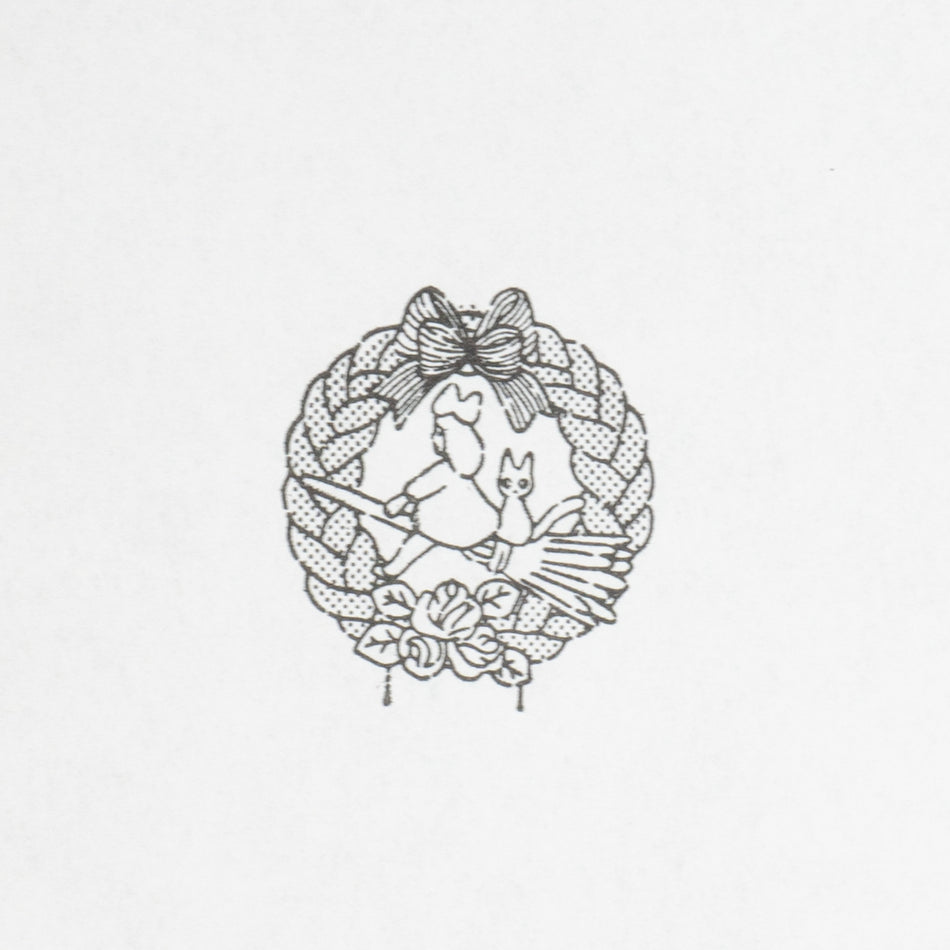Beverly Studio Ghibli Rubber Wooden Stamp - Kiki's Delivery Service - Kiki & Jiji Wreath Graphic