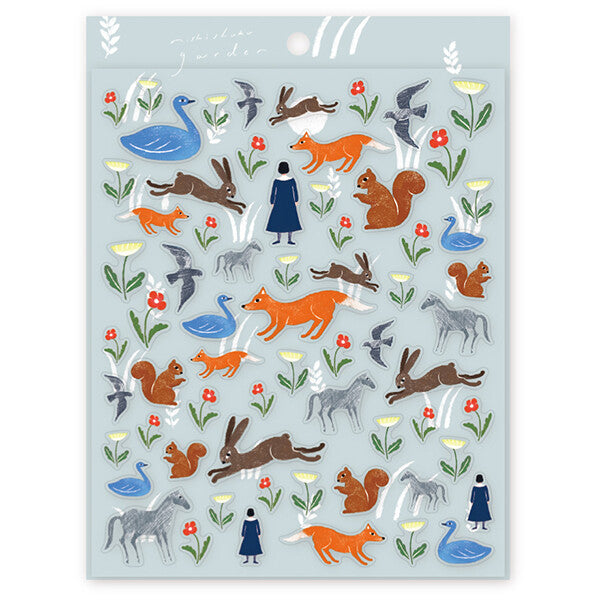 Cozyca x Nishi Shuku Clear Sticker Sheet - Nishi Shuku's Garden
Success featuring doxes, horses, birds,  swans and bunnies