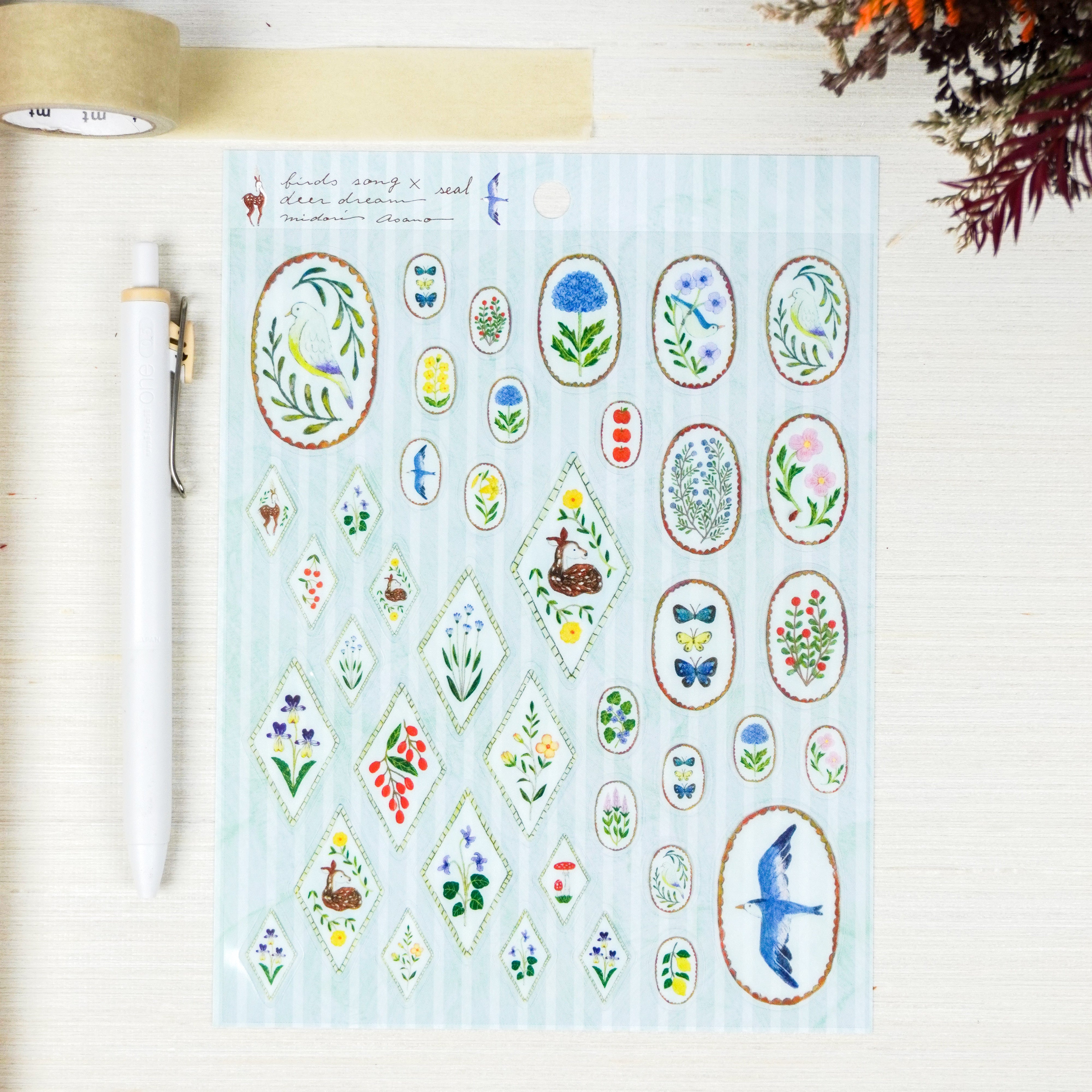 Cozyca x Midori Asano Clear Sticker Sheet - Birds & Deer