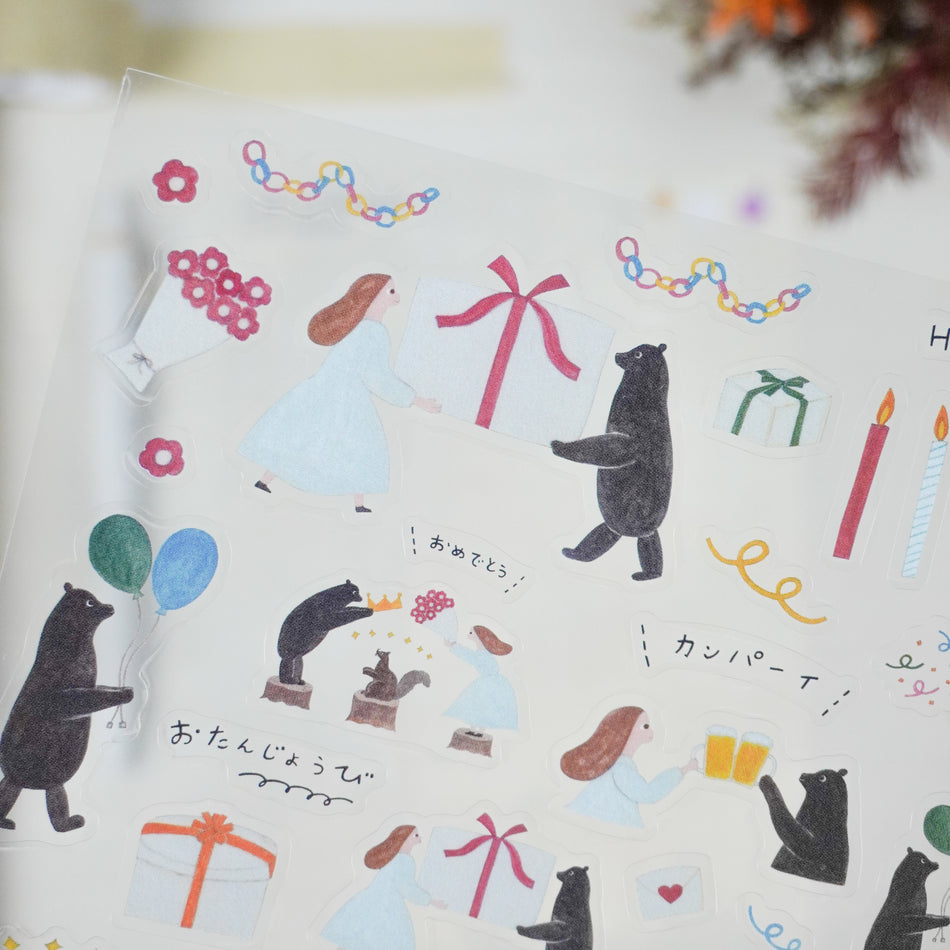 Cozyca x Necktie Clear Sticker Sheet - Forest Celebration