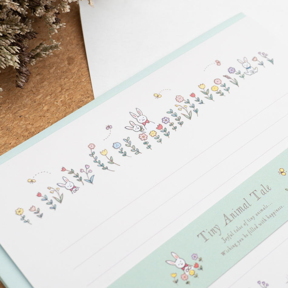 Hallmark Japan Tiny Animal Tale Stationery Set - Rabbits and Flowers