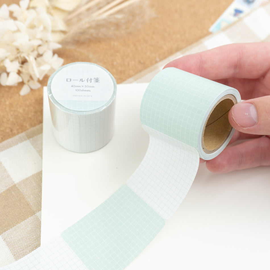 Papier Platz Rolled Sticky Notes - Grid Green