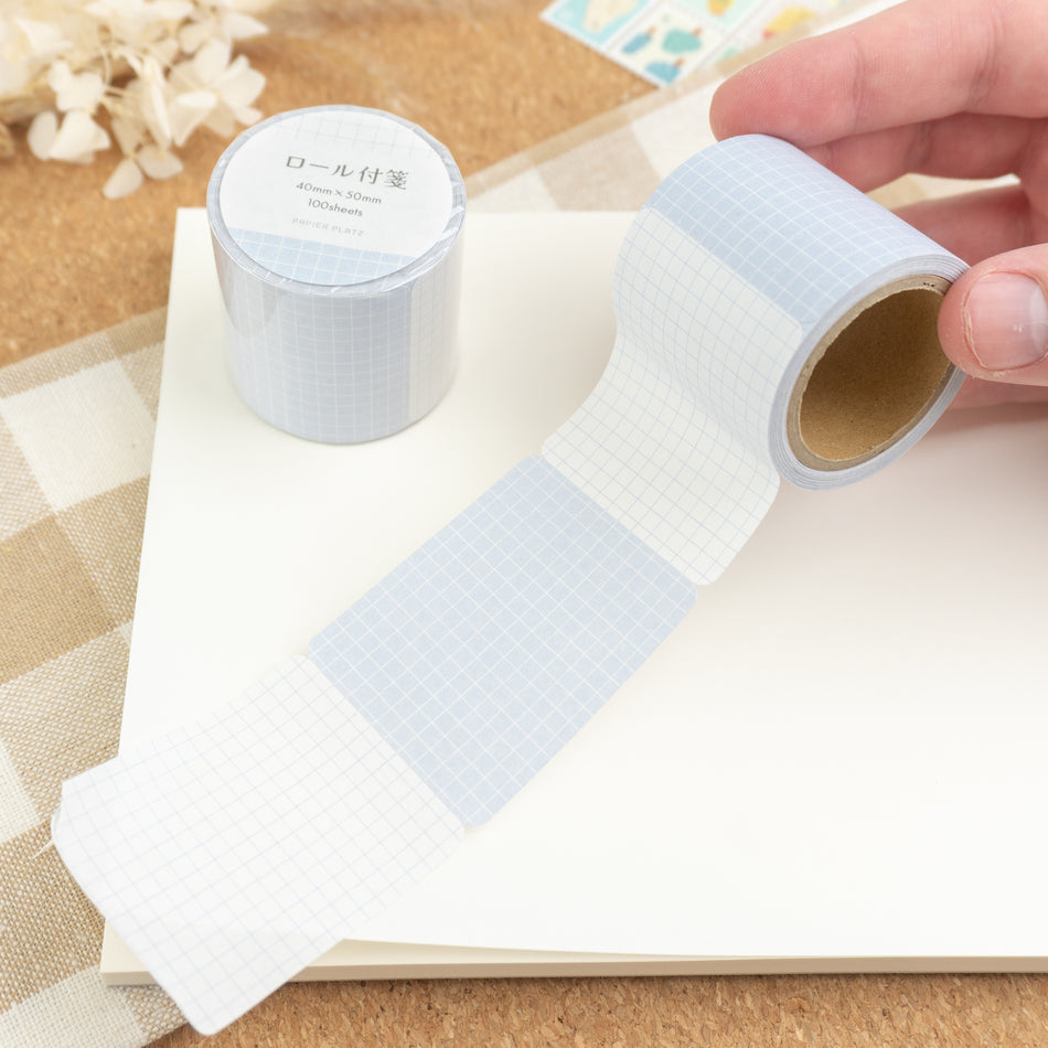 Papier Platz Rolled Sticky Notes - Grid Blue