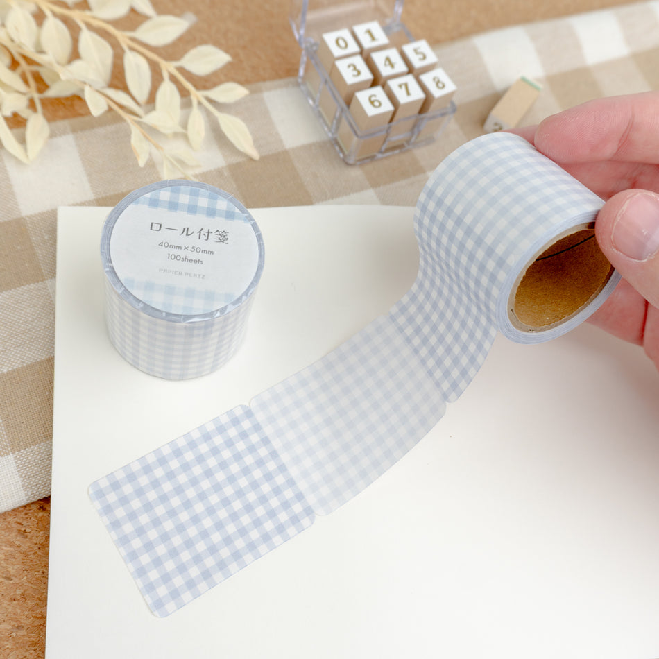 Papier Platz Rolled Sticky Notes - Check Blue