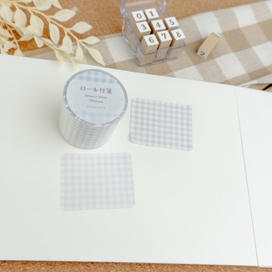 Papier Platz Rolled Sticky Notes - Check Grey