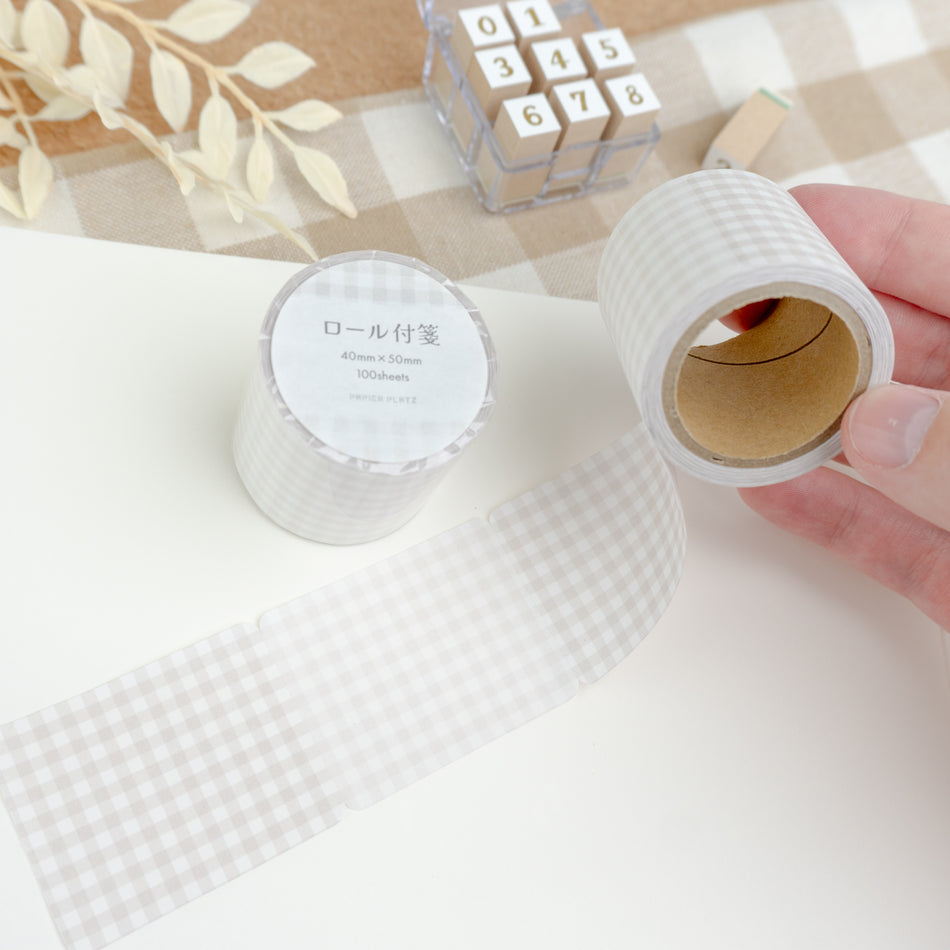 Papier Platz Rolled Sticky Notes - Check Brown