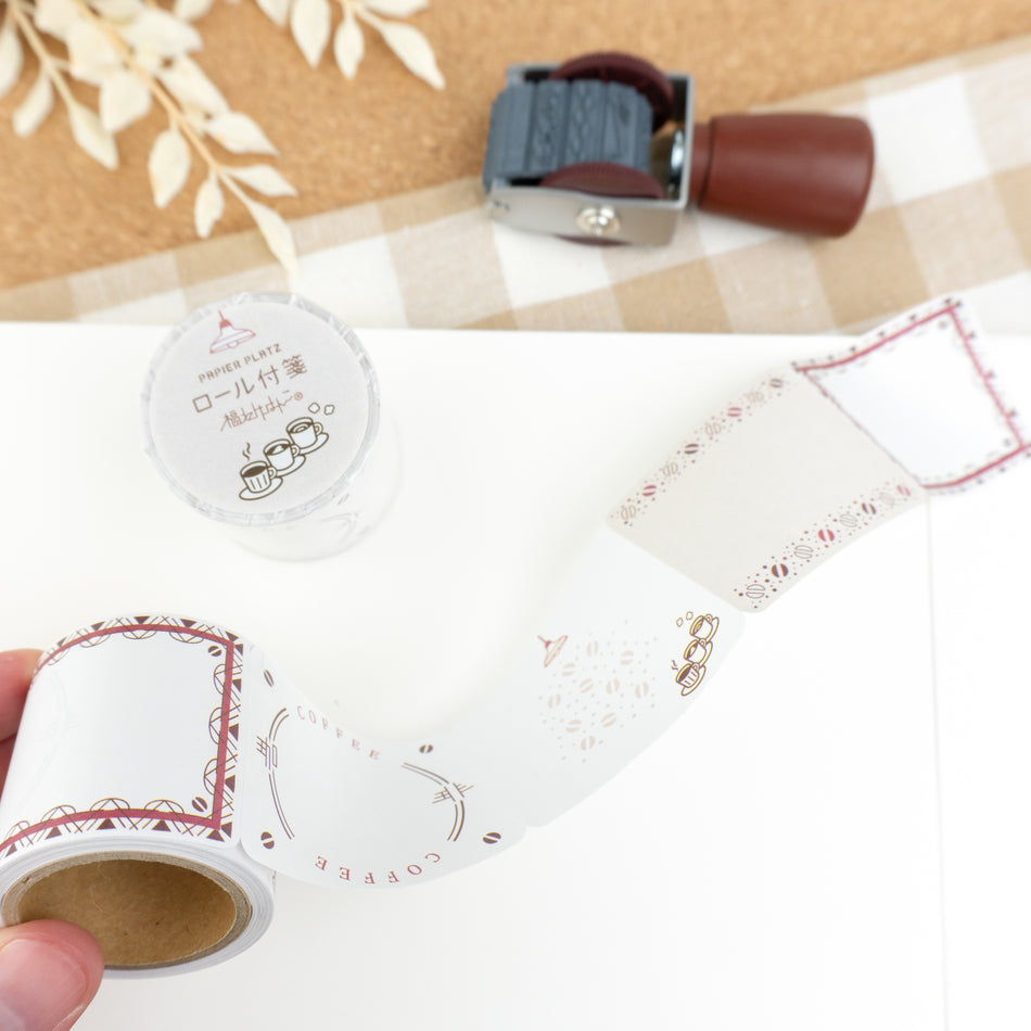 Papier Platz x Fukuwake Hanko Rolled Sticky Notes - Coffee Cup Designs