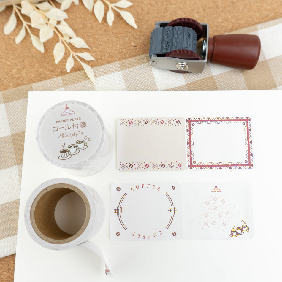 Papier Platz x Fukuwake Hanko Rolled Sticky Notes - Coffee Cup Designs