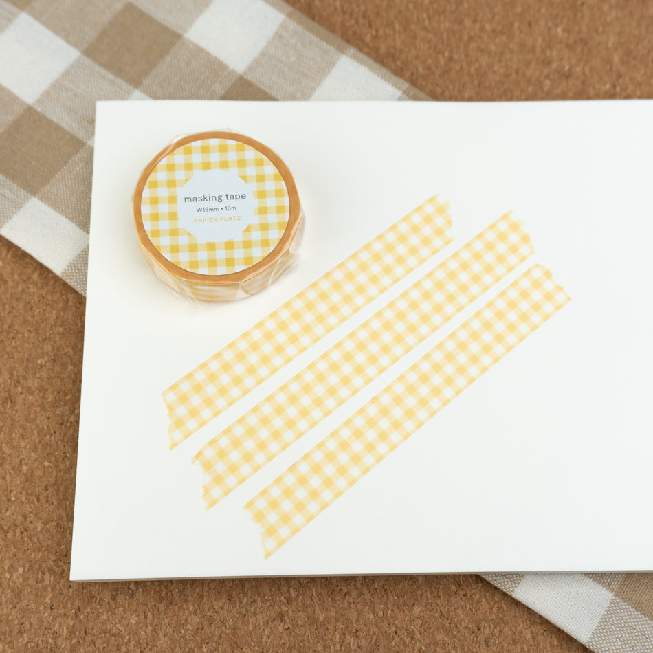 Papier Platz Gingham Washi Tape - Check Yellow (15mm)