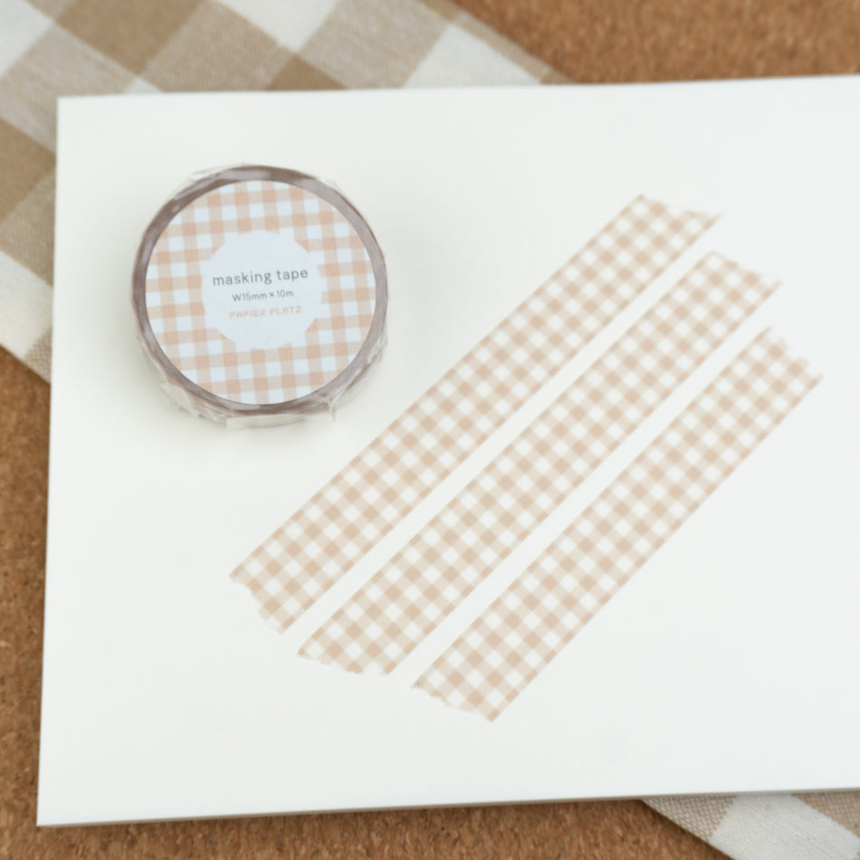 Papier Platz Gingham Washi Tape - Check Brown (15mm)