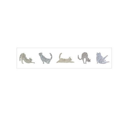 Deco Rush Decorative Tape - Stretching Cat (6mm) Design