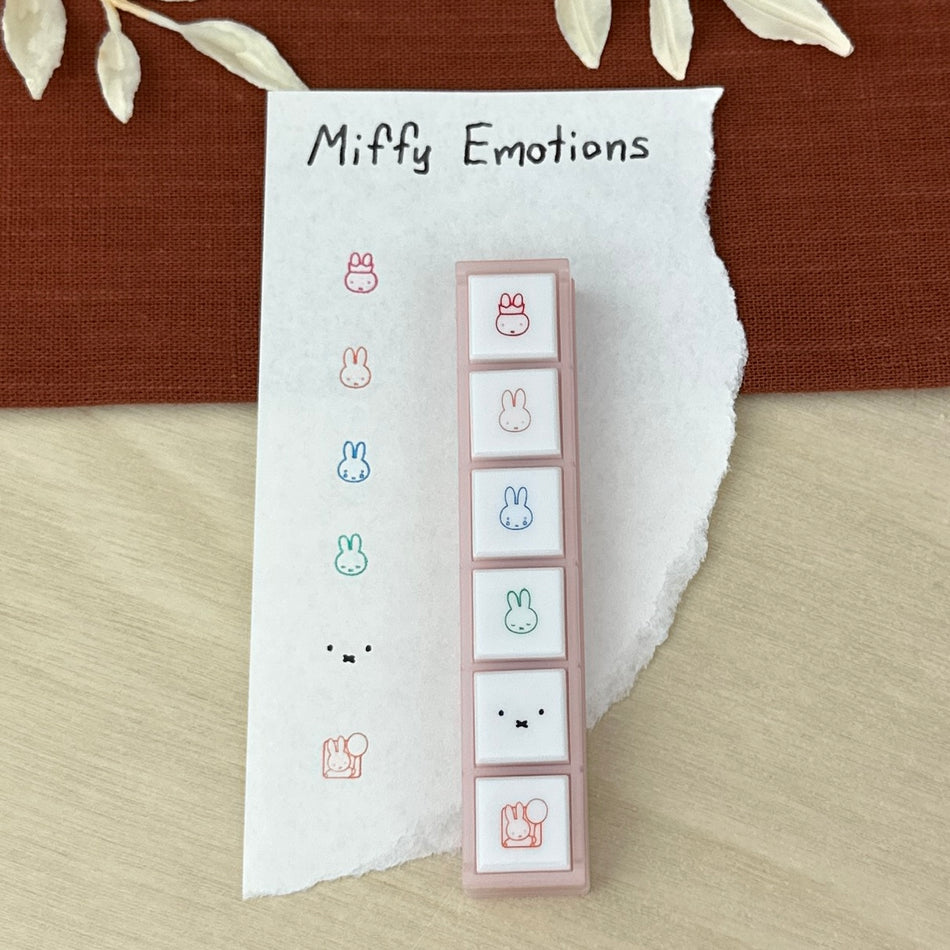 Kodomo No Kao Pochitto6 Pre-inked Push-button Stamps - Miffy Emotions