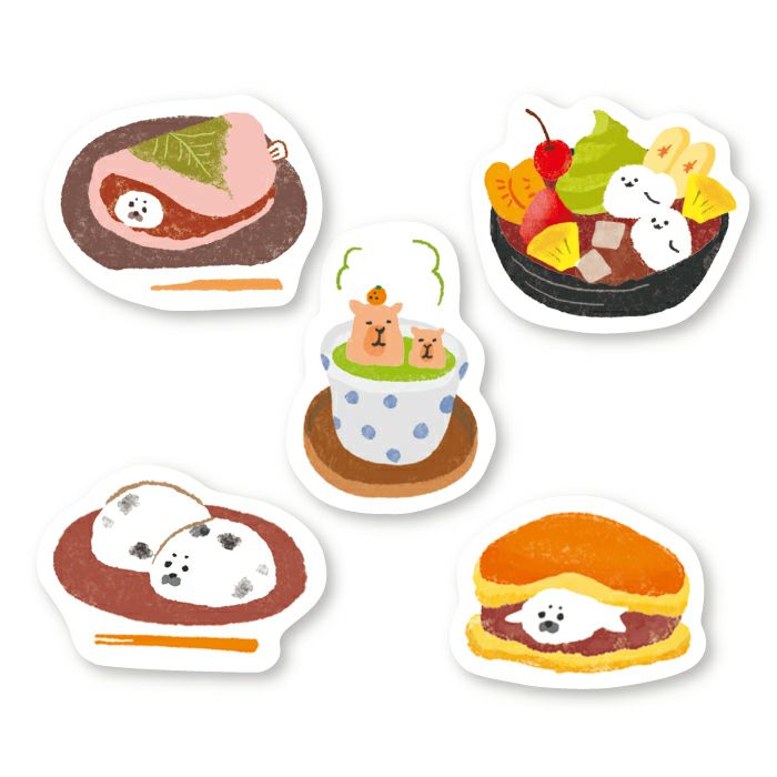 Furukawashiko Sweet Animal Workshop Washi Flake Stickers - Japanese Sweets Individual
