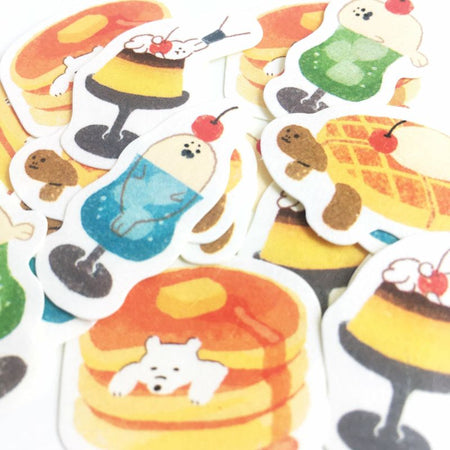 Furukawashiko Sweet Animal Workshop Washi Flake Stickers - Soda Cafe Treats Close up