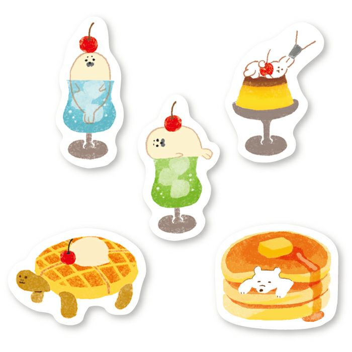 Furukawashiko Sweet Animal Workshop Washi Flake Stickers - Soda Cafe Treats Singles