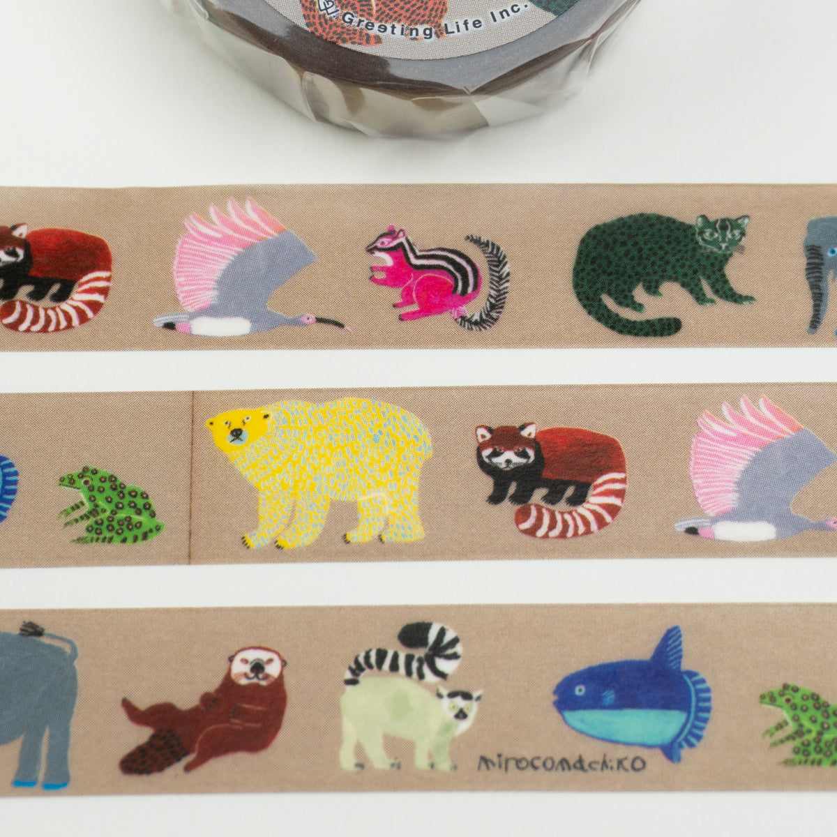 Greeting Life Inc. Washi Tape - Mirocomachiko Endangered Species (15mm) Close Up