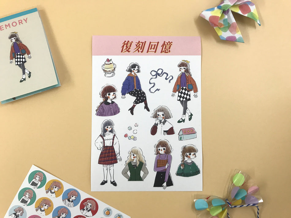 Ann Di Sticker Sheet - Retro Girl