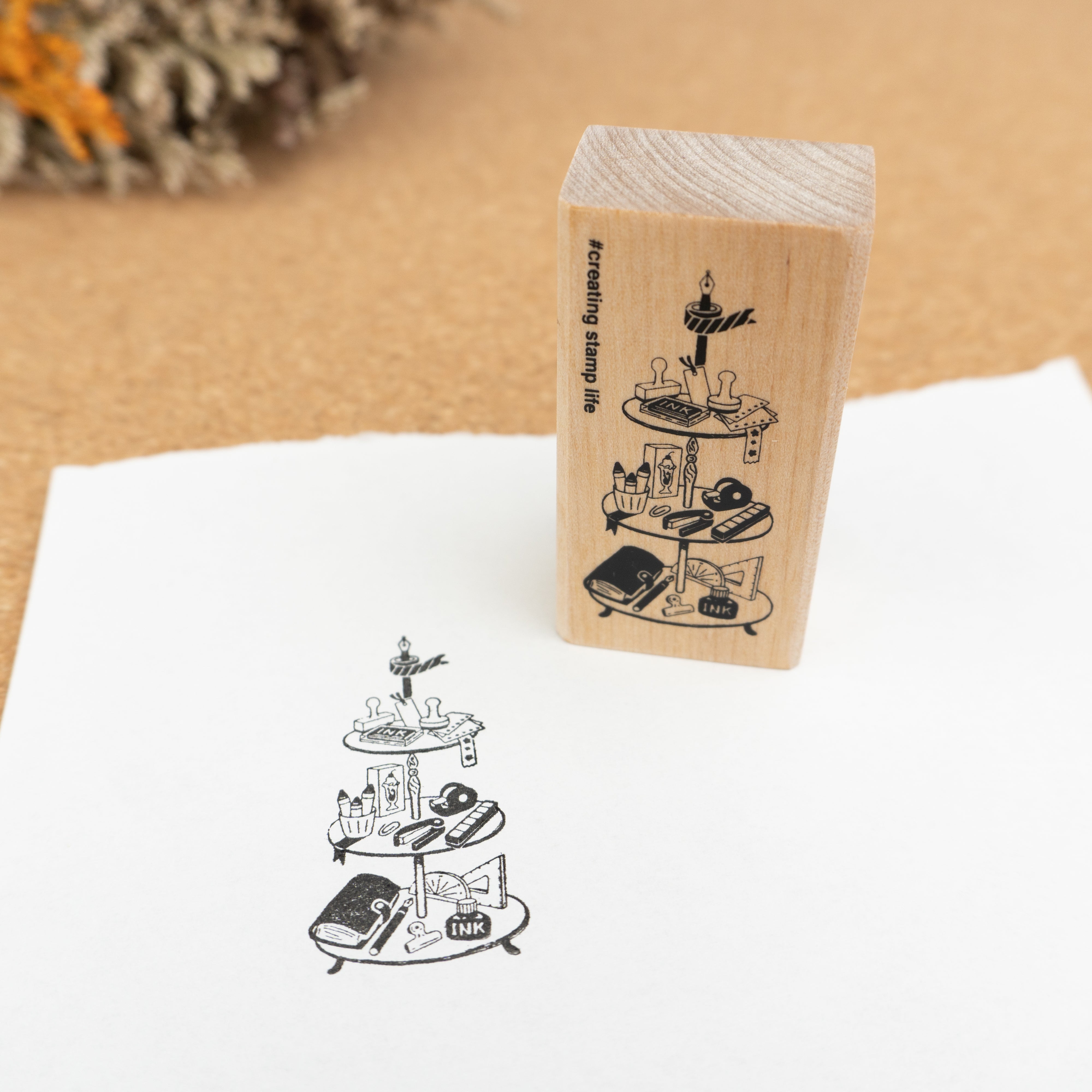 Kodomo No Kao Wooden Rubber Stamp - Afternoon Stationery Example