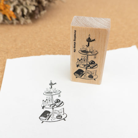 Kodomo No Kao Wooden Rubber Stamp - Afternoon Stationery Example