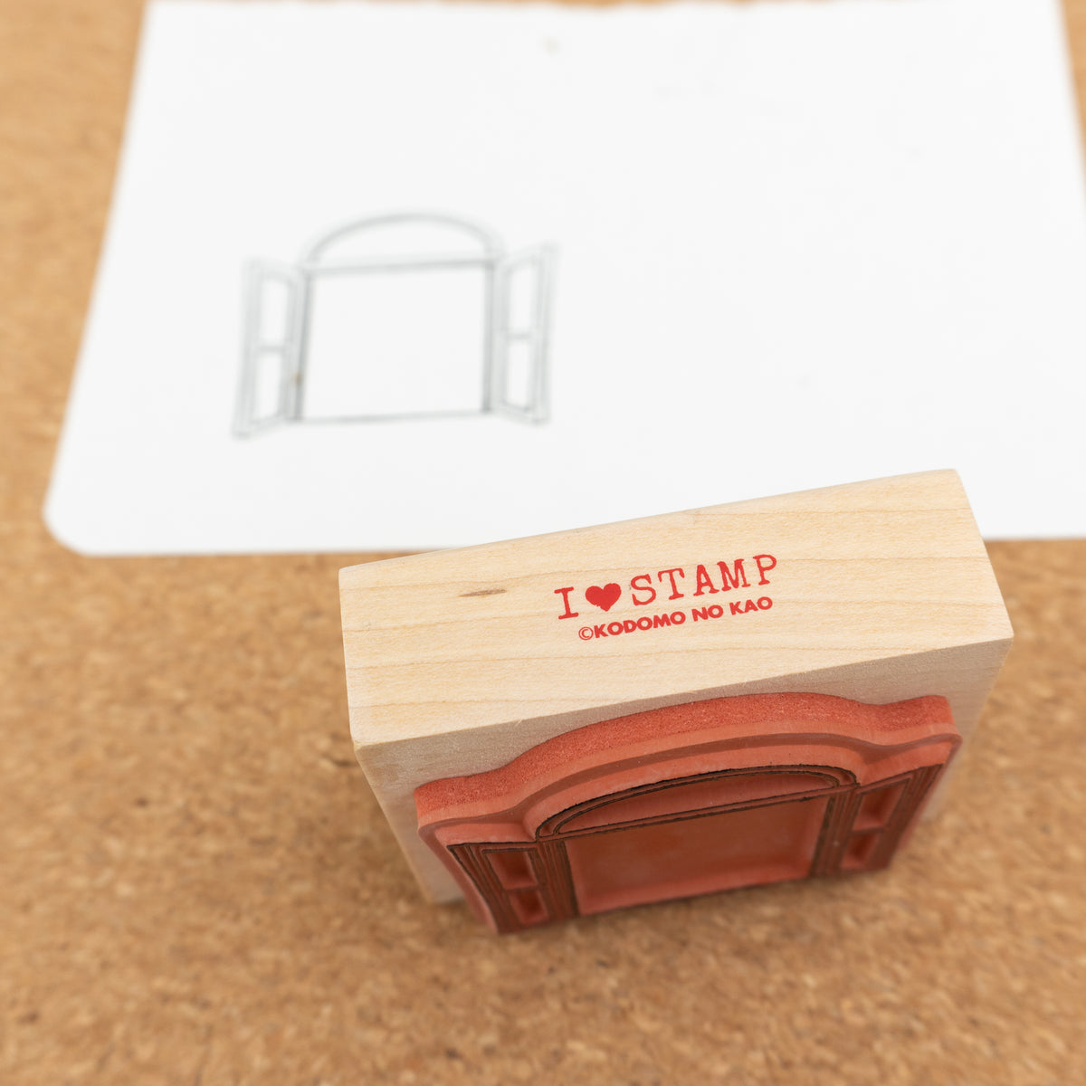 Kodomo No Kao Wooden Rubber Stamp - Open Window Close Up