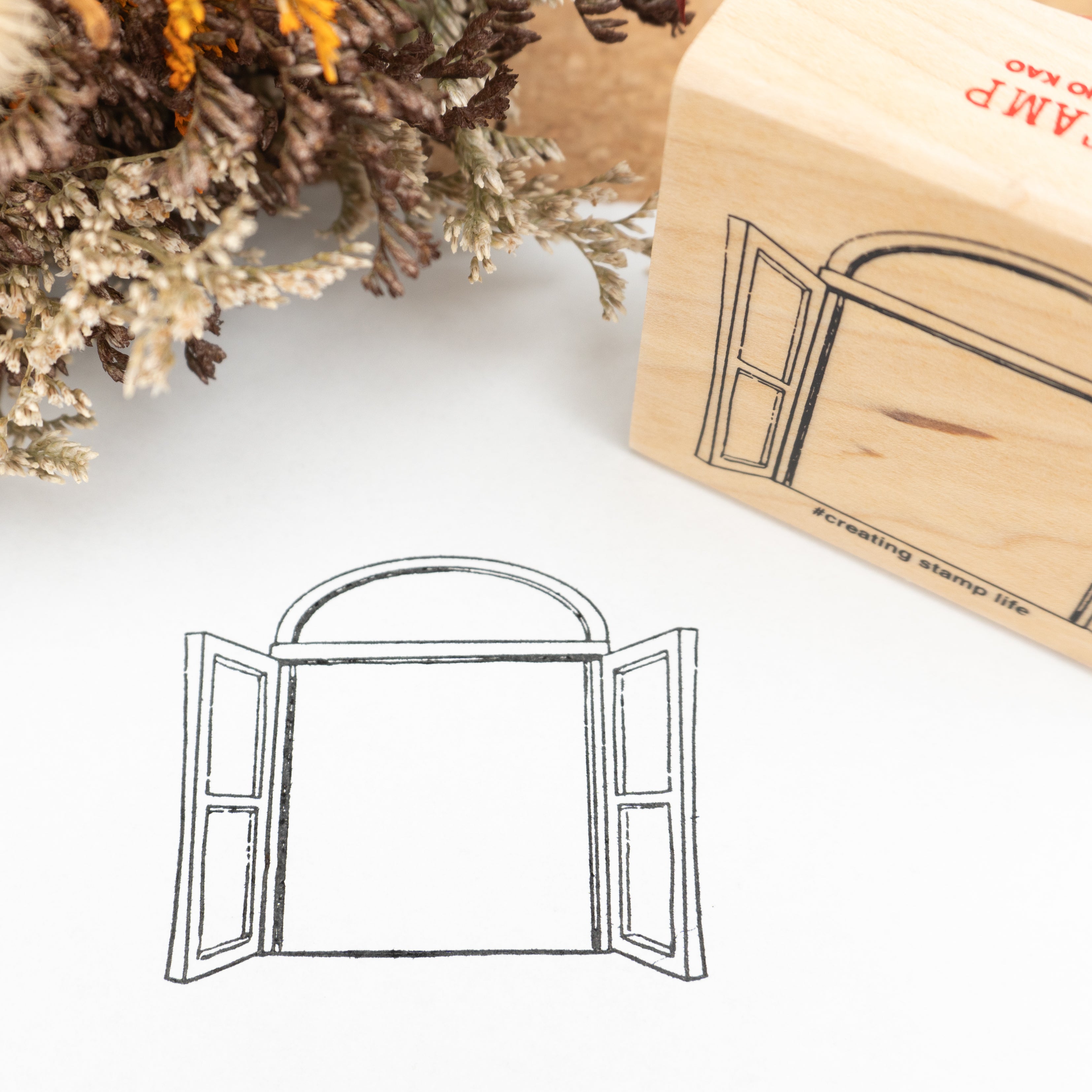Kodomo No Kao Wooden Rubber Stamp - Open Window Paper