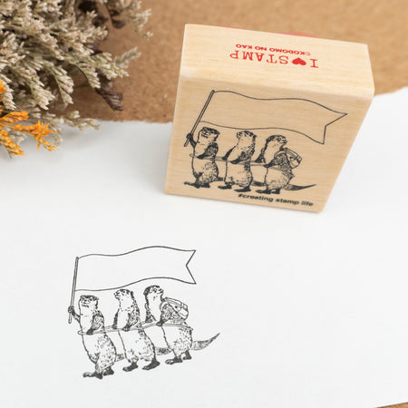 Kodomo No Kao Wooden Rubber Stamp - Otter Expedition Example 2