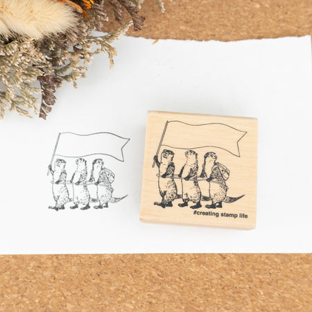 Kodomo No Kao Wooden Rubber Stamp - Otter Expedition Paper 2