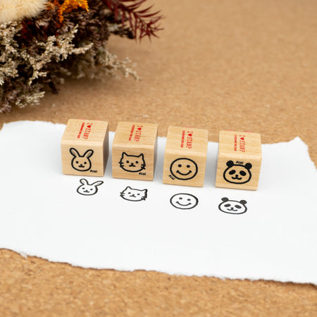 Kodomo No Kao Wooden Rubber Stamp - Small Face Stamps