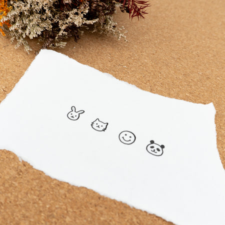 Kodomo No Kao Wooden Rubber Stamp - Small Face Stamps Sideways