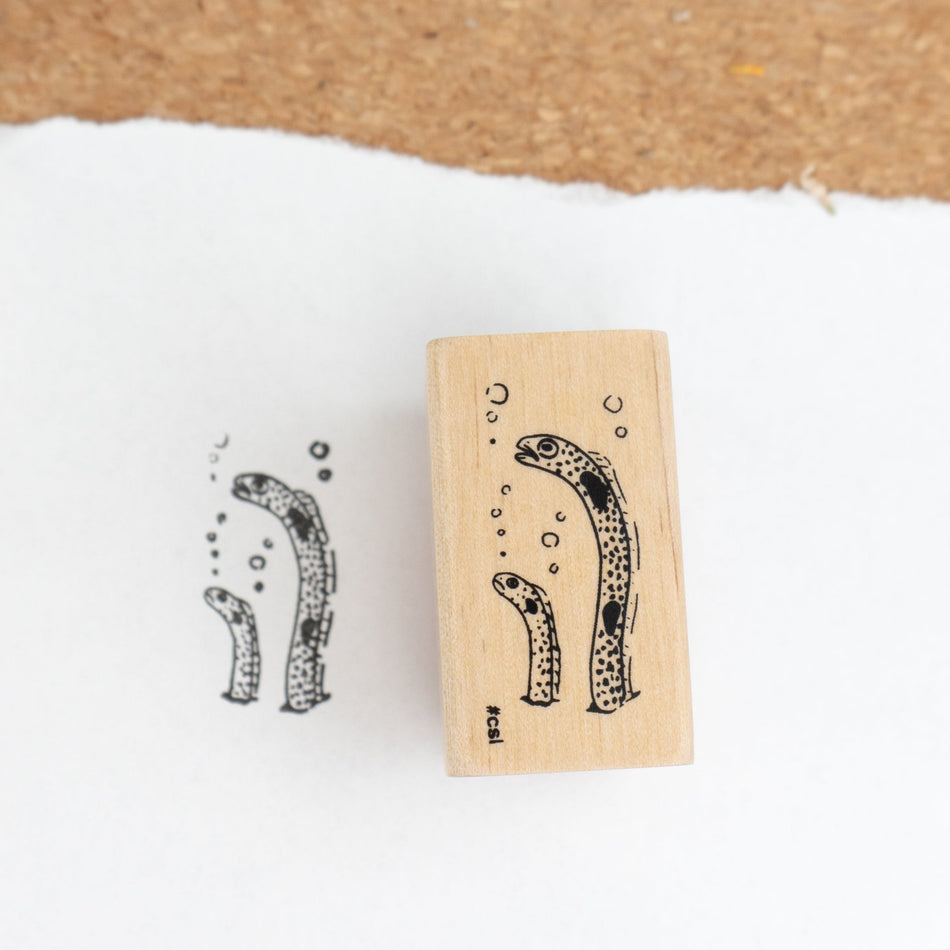 Kodomo No Kao Wooden Rubber Stamp - Spotted Garden Eel Example
