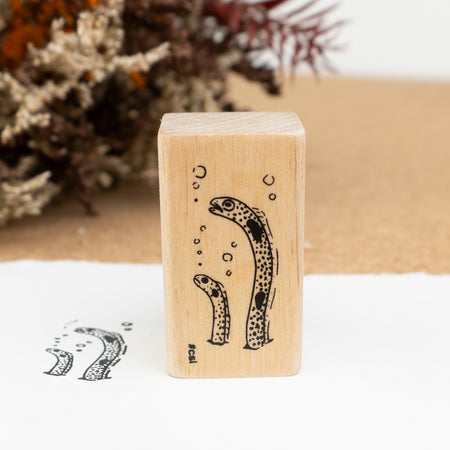Kodomo No Kao Wooden Rubber Stamp - Spotted Garden Eel Very Close