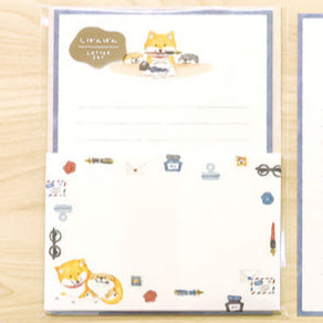 Mind Wave Stationery Set - Shiba Writing a Letter Wood BG