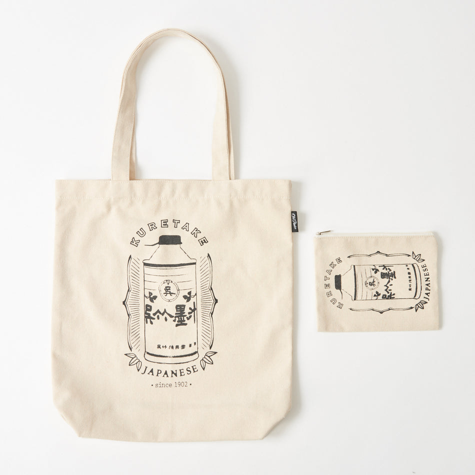 Old Resta Stationery Themed Tote Bag - Kuretake Big and Small