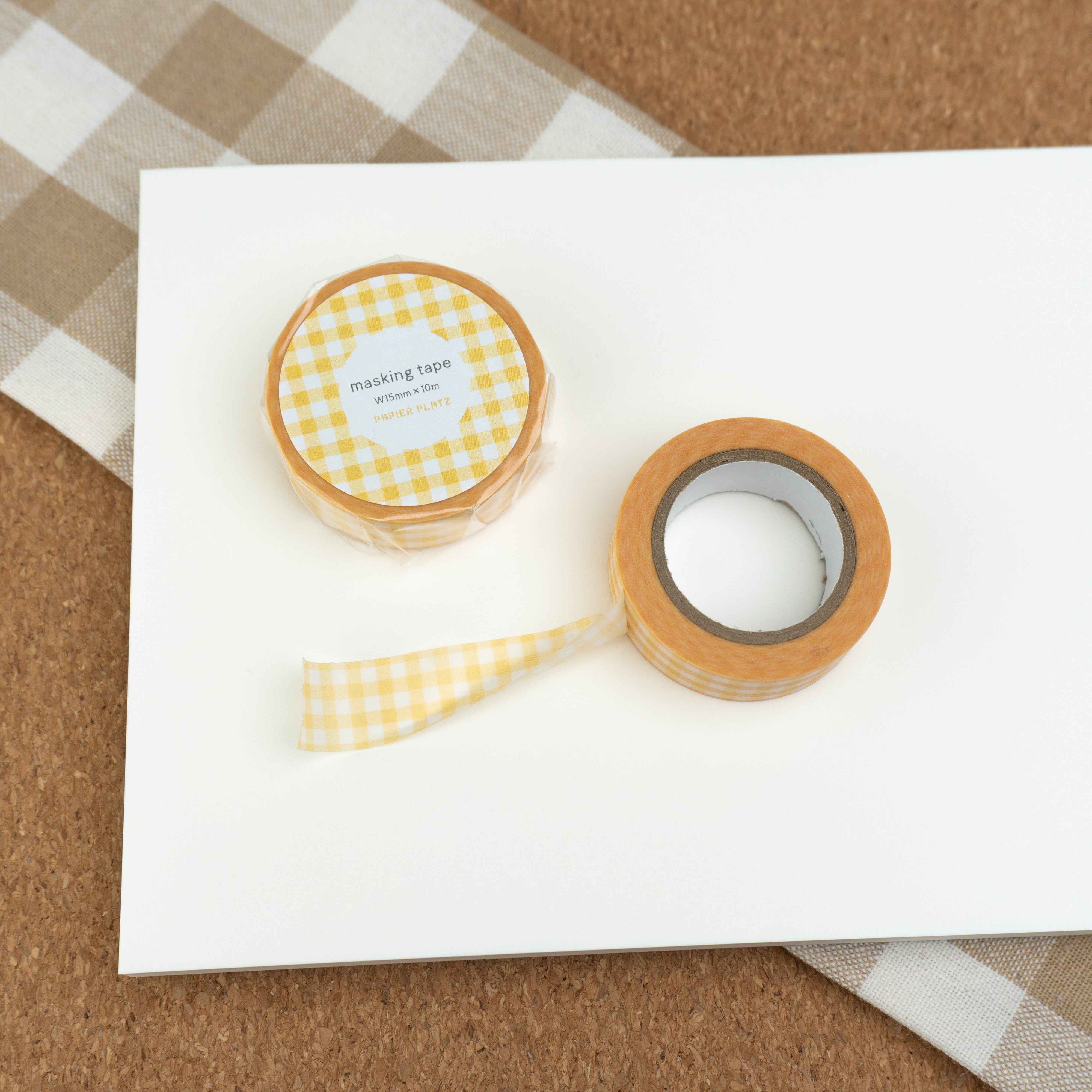 Papier Platz Gingham Washi Tape - Check Yellow (15mm)