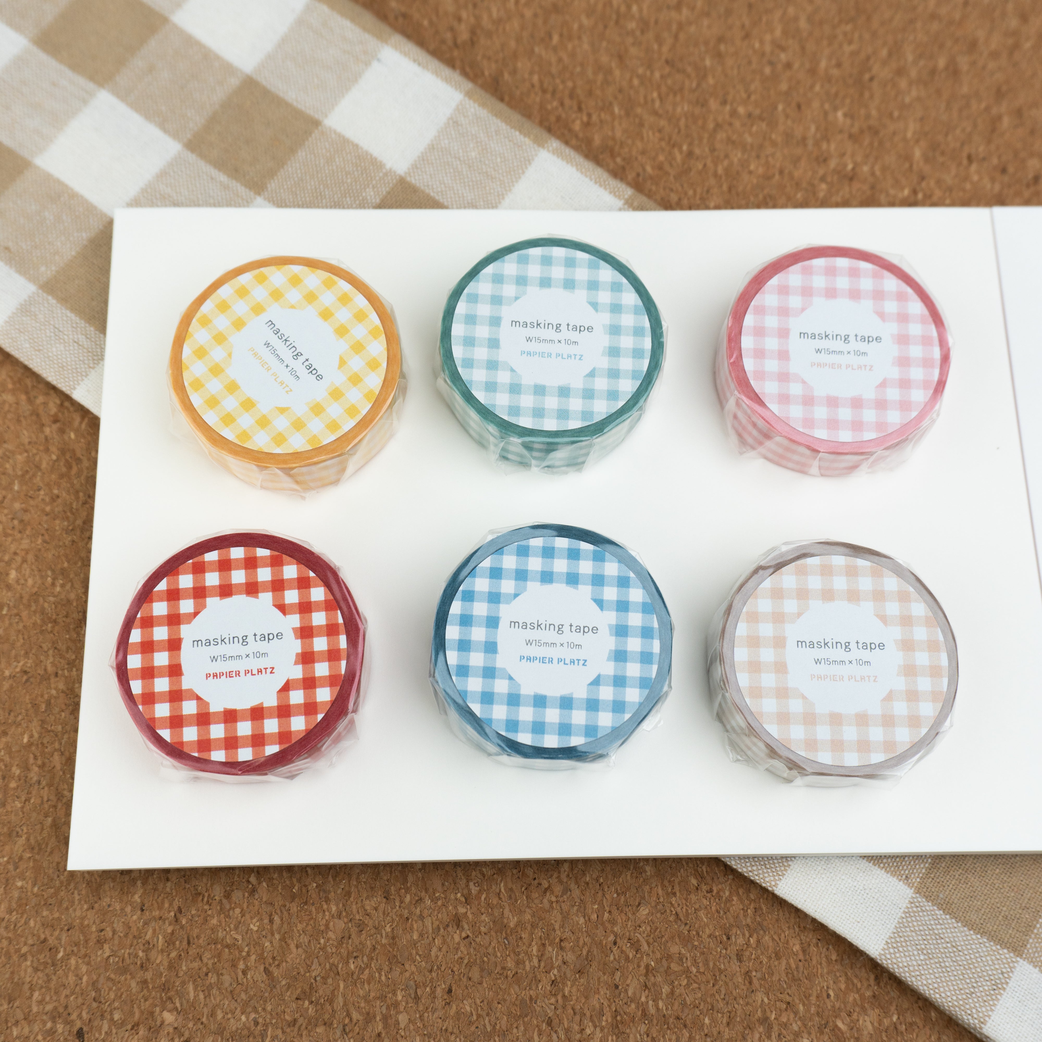 Papier Platz Gingham Washi Tape - Check Brown (15mm) All Examples