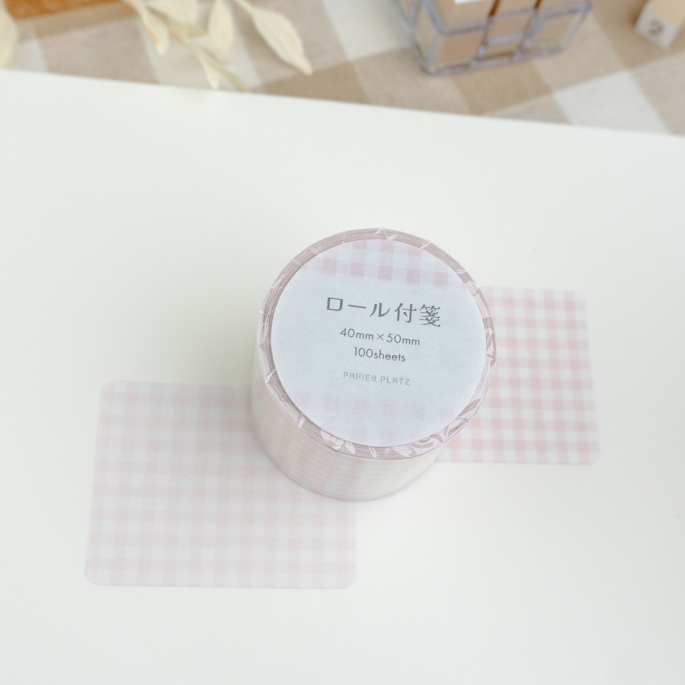 Papier Platz Rolled Sticky Notes - Check Pink Close Up