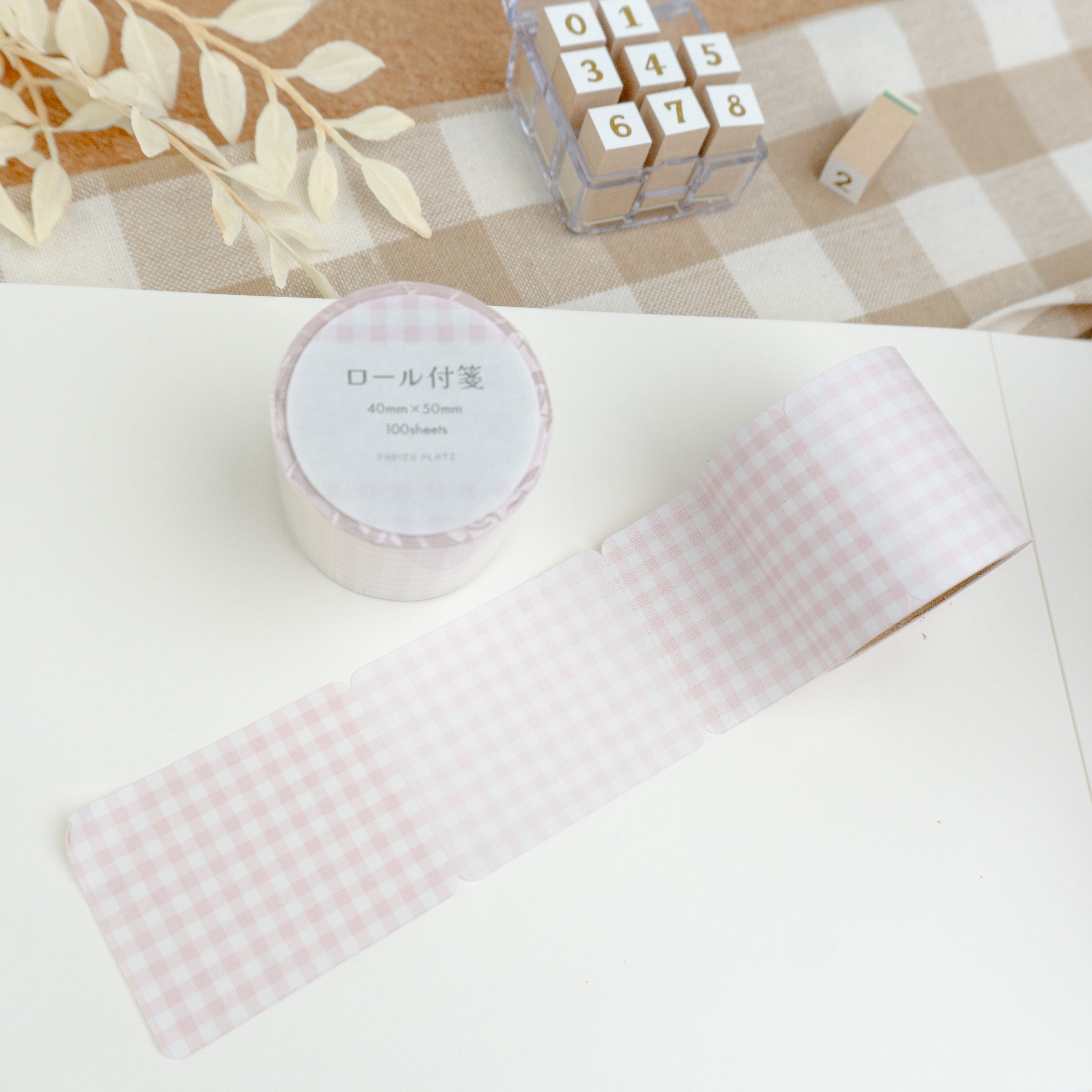 Papier Platz Rolled Sticky Notes - Check Pink Roll