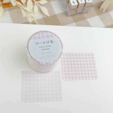 Papier Platz Rolled Sticky Notes - Check Pink Sticky Note