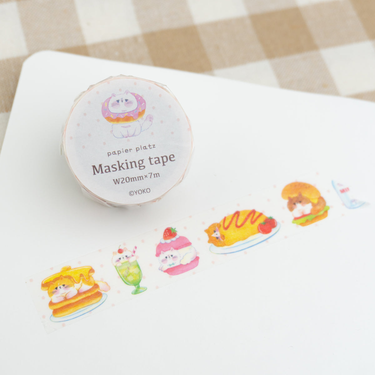 Papier Platz Washi Tape - Yoko Cats & Food (20mm)