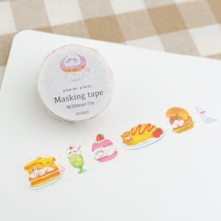 Papier Platz Washi Tape - Yoko Cats & Food (20mm)