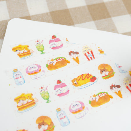 Papier Platz Washi Tape - Yoko Cats & Food (20mm) Design