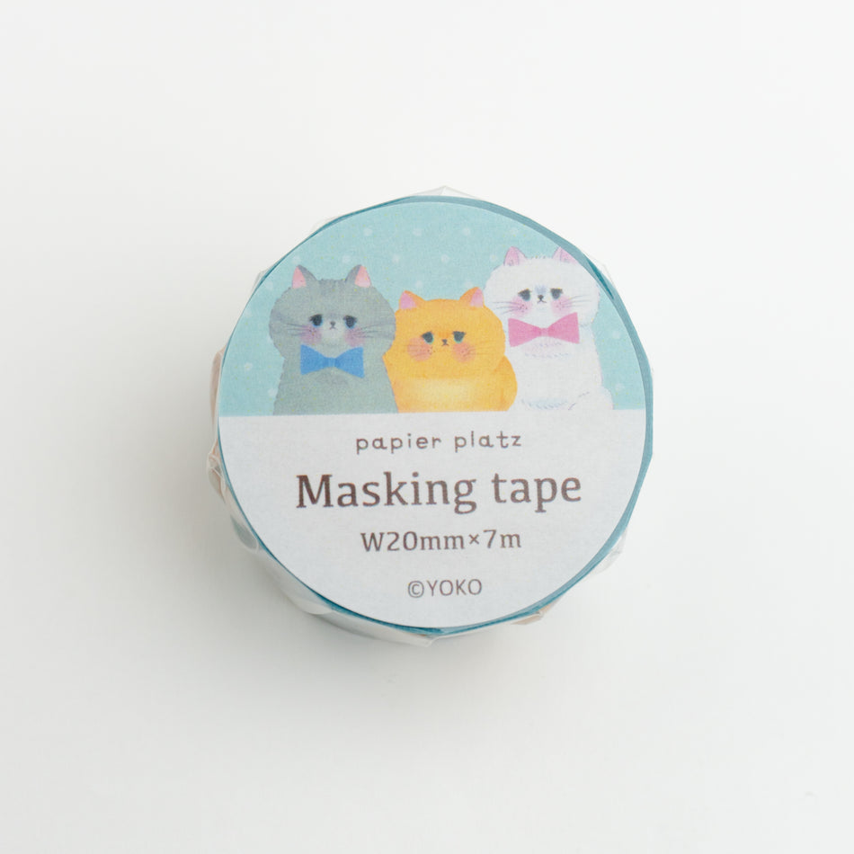 Papier Platz Washi Tape - Yoko Pouting Cats (20mm) Close Up