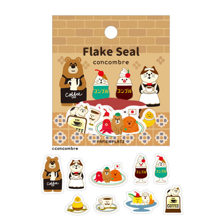 Papier Platz x Concombre Washi Flake Stickers - Coffee Cafe White BG