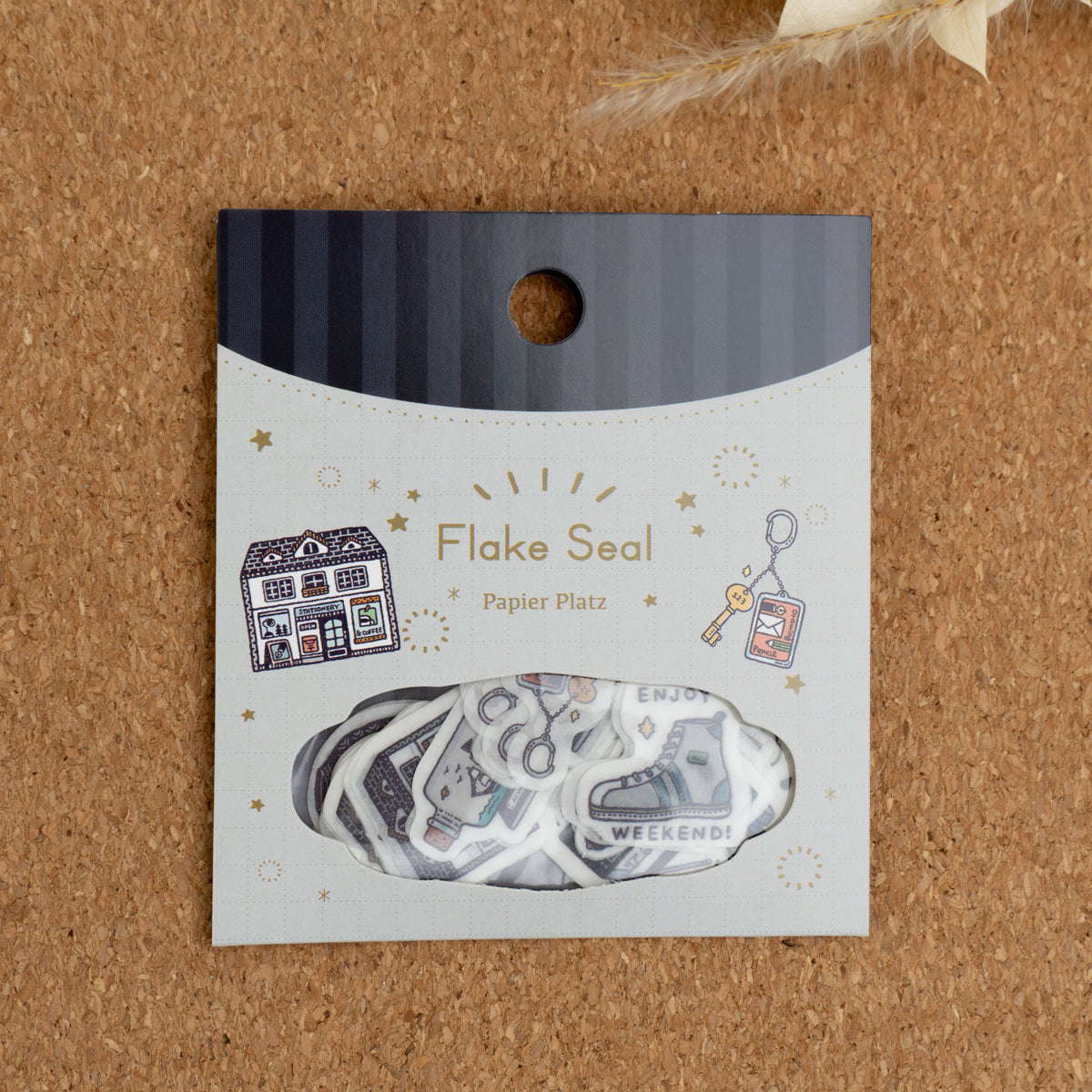 Papier Platz x Eric Small Things Washi Flake Stickers - Nice Day Packaged Cork Background
