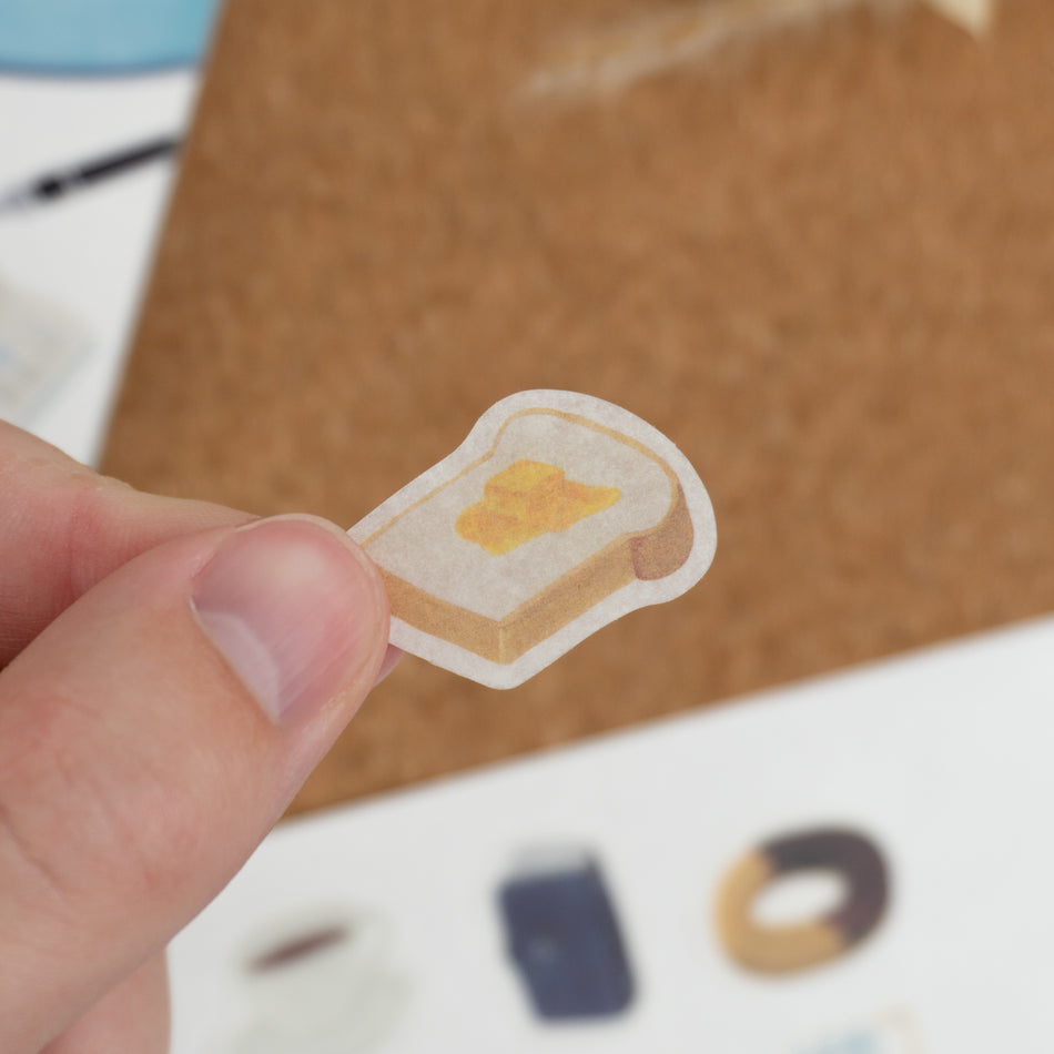 Papier Platz x asanel Washi Flake Stickers - Daily Life Toast Close Up